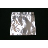 single shiny silver foil pouch with zipper closure and tear notch