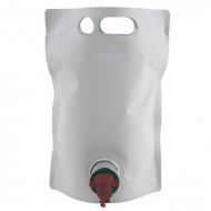 SP15LBPMW - matte white liquid barrel shaped pouch with pour spout