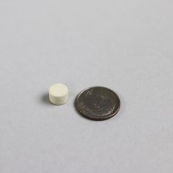 Penny next to Compression Molded Desiccant for scale