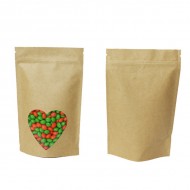 Kraft Bag Stand Up Pouch with HEART window