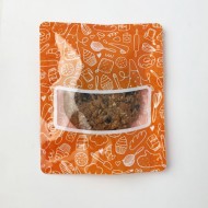 CP071122ORGC - Orange label ready printed cookie bag with window and tear notch printed pastry pouch