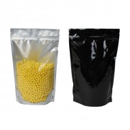 6" x 9.37" x 3.25" Clear/Black Stand Up Pouch; (1,000/case) -CVB325ZRC