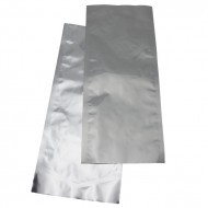 front and back of large clear and silver chevron style peel pouch