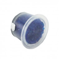 small plastic tophat filled with blue silica desiccants