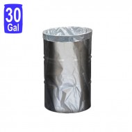 Black metal 30 gal drum see through to show high barrier liner inside
