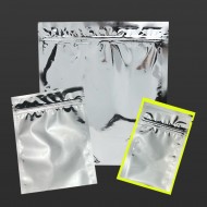 Three Tamper evident Silver metalized pouches with one highlighted