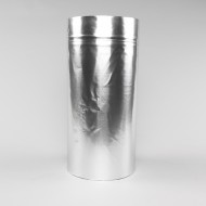 silver foil tube of mylar film standing upright