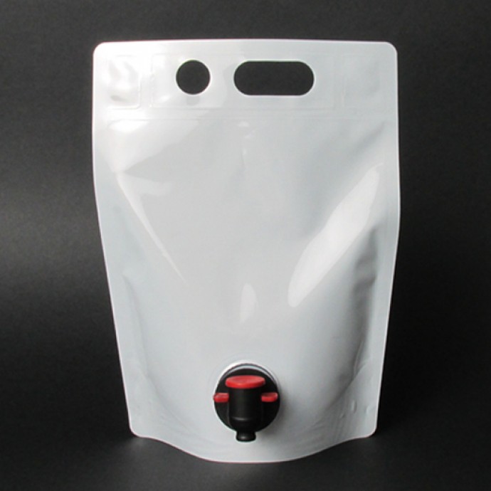 1.0L White Stand Up Barrel Pouch with Tap Spout (250/case) - SP15L75M