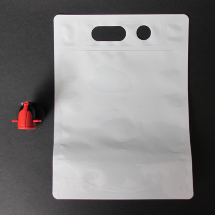 1.0L White Stand Up Barrel Pouch with Tap Spout (250/case) - SP15L75M