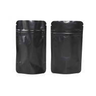 two black standing pouches with zippers open