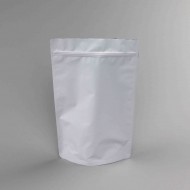 single white standing pouch with zipper sealed