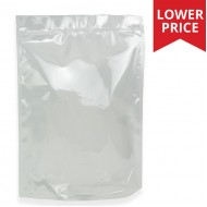 Large clear microwavable stand pouch with zipper seal, tear notch and rounded corners 