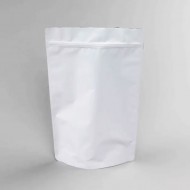 single white standing pouch with zipper sealed
