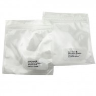 two clear dual track zipper pouches with scent shield printing in lower right