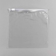 silngle clear slider bag laying flat on grey table