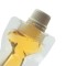 custom seal results in an expanded pouch section near the fitment tube liquid pocuh with orange liquid showing screw cap fitment
