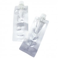 2 clear long high temp pouch with screw cap fitments