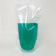 6.5” x 10” x 4.3” OD 1 Liter Clear SpoutPAK with Tamper Evident Cap