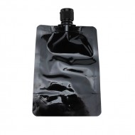 4.25" x 6" x 2.625" O.D. Black SpoutPAK™ with 16mm Flip Lid Cap, 5.25 fl oz / 155 mL (500/case) - SP125VF5NBSC