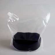 12.0" x 13.0" x 6.0" 128oz clear SpoutPAK with 15mm polypropylene fitment