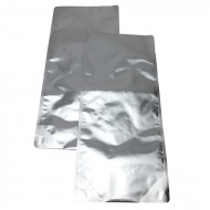 two flat silver stand pouches