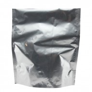 silver high barrier stand pouch on white void
