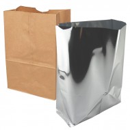 single silver square style bottom bag with gentered seal and tear notches