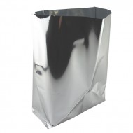 single silver square style bottom bag with gentered seal and tear notches