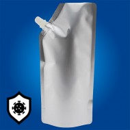 5.315" x 10.433" x 2.6" silver sterilized side spoutpak