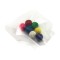 great for liquids, powders or solid products die scut pouch with colorful candy loaded inside