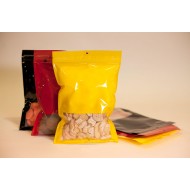 7.5" x 11.25" OD Yellow Label Ready Pouch with Tamper Evident ZipSeal