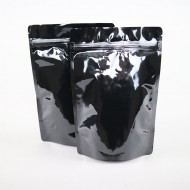 5.5" x 8.0" x 3.15 Black MylarFoil Stand Up Pouch with Zip Seal