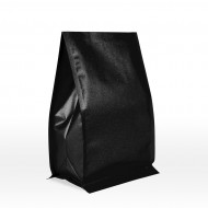 single black block bottom coffee pouch with metallic shine
