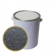 Gray Montmorillonite clay beads on white blue table