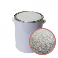 639AG05 non-indicating white desiccant beads bulk can of 5lbs White can with window inside showing white non indicating silica gel desiccant beads