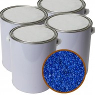 4 white 5lb cans with preview window showing 5 lb Cans of Blue 2-4mm Indicating Silica Gel
