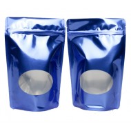 Blue Stand Up Pouch with Oval Window