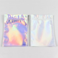 two holographic zipper pouches with clear vista window
