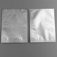 two silver mylar foil flat pouches empty