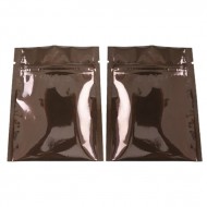 3.4" x 4.0" O.D. Brown Pouch with Zipper and Tear Notch