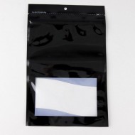 Black Label Ready Tamper Evident ZipSeal Pouch with tear notch and hanghole