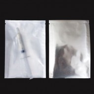 4.25" x 6" OD Clear/Silver Pouch silver vista flat pouch with medical syringe showing clear front