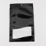 5" x 8" OD Black Pouch with Clear Window and Tear Notch (1,000/case) - V5RBXBKW0508