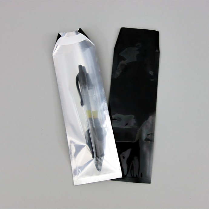 2.5” x 7” OD Clear/Black Pouch with 1.25” Lip and Tape - MTC02508125L