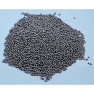 Gray Montmorillonite clay beads on white blue table