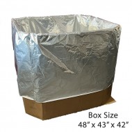 large silver bag covering pallet