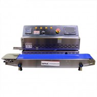 Pro band sealer with blue conveyor and built in inkjet printer