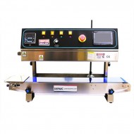 Pro band sealer with blue conveyor and built in inkjet printer