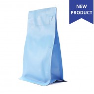 baby blue PMS block bottom side gusset pouch with pocket zipper