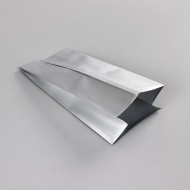 single silver pouch with opening and side gussets